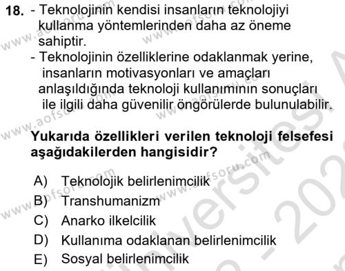 Temel Bilgi Teknolojileri Dersi 2022 - 2023 Yılı (Final) Dönem Sonu Sınavı 18. Soru