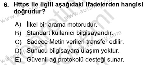 Temel Bilgi Teknolojileri Dersi 2022 - 2023 Yılı (Final) Dönem Sonu Sınavı 6. Soru