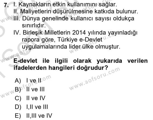 Temel Bilgi Teknolojileri Dersi 2022 - 2023 Yılı (Final) Dönem Sonu Sınavı 7. Soru