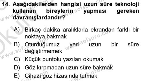 Temel Bilgi Teknolojileri Dersi 2022 - 2023 Yılı Yaz Okulu Sınavı 14. Soru