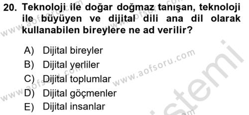 Temel Bilgi Teknolojileri Dersi 2022 - 2023 Yılı Yaz Okulu Sınavı 20. Soru