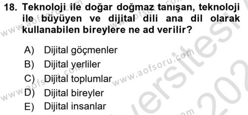 Temel Bilgi Teknolojileri Dersi 2023 - 2024 Yılı (Final) Dönem Sonu Sınavı 18. Soru