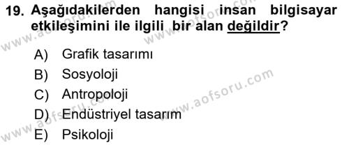 Temel Bilgi Teknolojileri Dersi 2023 - 2024 Yılı (Final) Dönem Sonu Sınavı 19. Soru