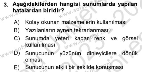 Temel Bilgi Teknolojileri Dersi 2023 - 2024 Yılı (Final) Dönem Sonu Sınavı 3. Soru