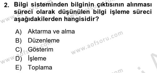 Temel Bilgi Teknolojileri Dersi 2023 - 2024 Yılı Yaz Okulu Sınavı 2. Soru