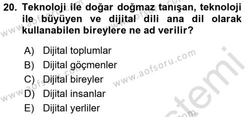 Temel Bilgi Teknolojileri Dersi 2023 - 2024 Yılı Yaz Okulu Sınavı 20. Soru