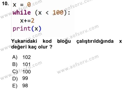 Programlama 2 Dersi 2022 - 2023 Yılı (Vize) Ara Sınavı 10. Soru