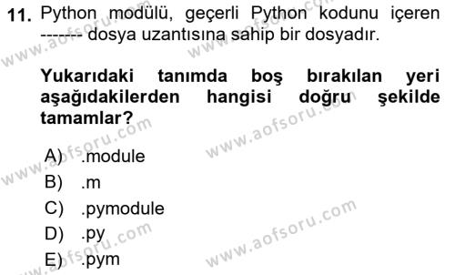 Programlama 2 Dersi 2022 - 2023 Yılı (Vize) Ara Sınavı 11. Soru