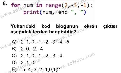 Programlama 2 Dersi 2022 - 2023 Yılı (Vize) Ara Sınavı 8. Soru