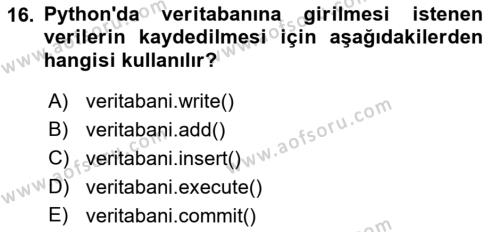 Programlama 2 Dersi 2022 - 2023 Yılı (Final) Dönem Sonu Sınavı 16. Soru