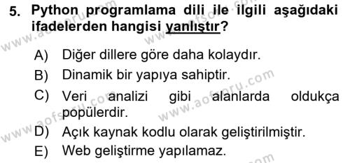 Programlama 2 Dersi 2023 - 2024 Yılı (Vize) Ara Sınavı 5. Soru