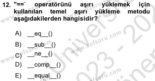 Programlama 2 Dersi 2023 - 2024 Yılı (Final) Dönem Sonu Sınavı 12. Soru