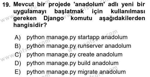 Programlama 2 Dersi 2023 - 2024 Yılı (Final) Dönem Sonu Sınavı 19. Soru