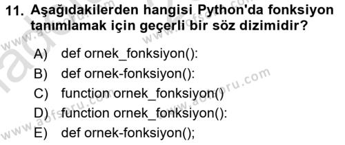 Programlama 2 Dersi 2024 - 2025 Yılı (Vize) Ara Sınavı 11. Soru