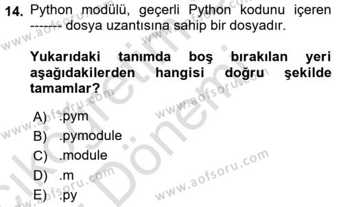 Programlama 2 Dersi 2024 - 2025 Yılı (Vize) Ara Sınavı 14. Soru