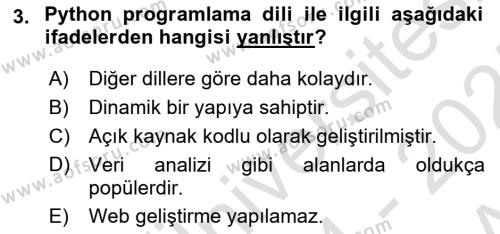 Programlama 2 Dersi 2024 - 2025 Yılı (Vize) Ara Sınavı 3. Soru