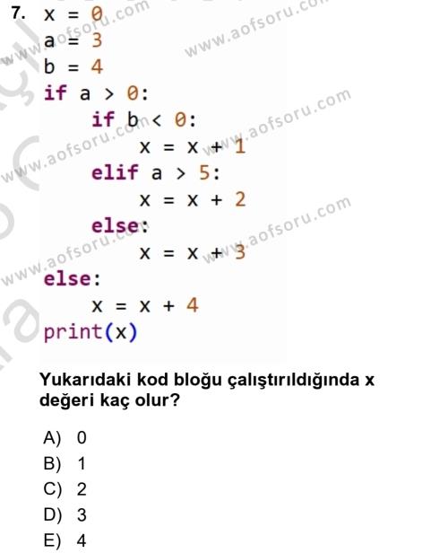 Programlama 2 Dersi 2024 - 2025 Yılı (Vize) Ara Sınavı 7. Soru