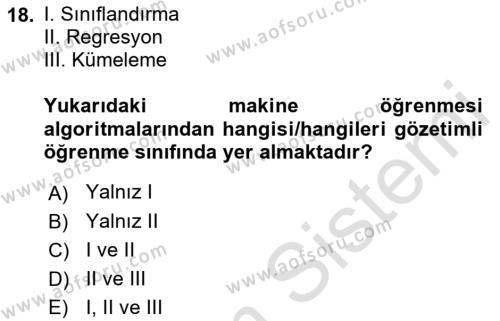 Algoritmalar Dersi 2022 - 2023 Yılı Yaz Okulu Sınavı 18. Soru