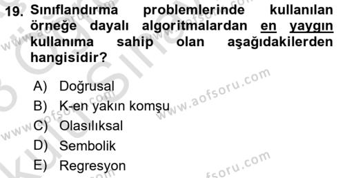 Algoritmalar Dersi 2022 - 2023 Yılı Yaz Okulu Sınavı 19. Soru