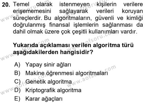 Algoritmalar Dersi 2022 - 2023 Yılı Yaz Okulu Sınavı 20. Soru