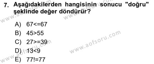 Algoritmalar Dersi 2022 - 2023 Yılı Yaz Okulu Sınavı 7. Soru