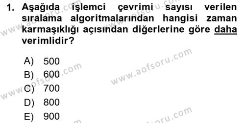 Algoritmalar Dersi 2023 - 2024 Yılı (Vize) Ara Sınavı 1. Soru