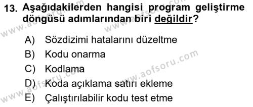 Algoritmalar Dersi 2023 - 2024 Yılı (Vize) Ara Sınavı 13. Soru