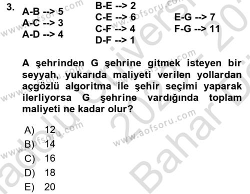 Algoritmalar Dersi 2023 - 2024 Yılı (Vize) Ara Sınavı 3. Soru