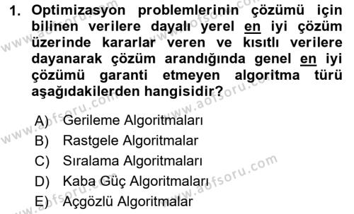 Algoritmalar Dersi 2023 - 2024 Yılı (Final) Dönem Sonu Sınavı 1. Soru