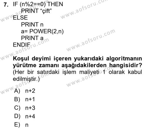 Algoritmalar Dersi 2023 - 2024 Yılı (Final) Dönem Sonu Sınavı 7. Soru