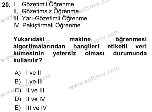 Algoritmalar Dersi 2023 - 2024 Yılı Yaz Okulu Sınavı 20. Soru