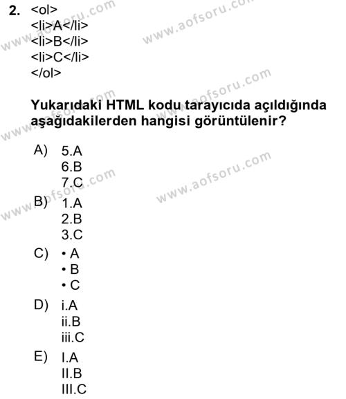 Web Arayüz Programlama Dersi 2022 - 2023 Yılı (Vize) Ara Sınavı 2. Soru