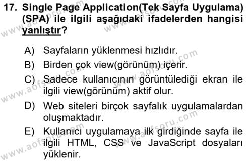 Web Arayüz Programlama Dersi 2022 - 2023 Yılı (Final) Dönem Sonu Sınavı 17. Soru