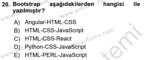 Web Arayüz Programlama Dersi 2023 - 2024 Yılı (Vize) Ara Sınavı 20. Soru
