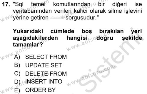 Web Sunucu Programlama Dersi 2023 - 2024 Yılı (Final) Dönem Sonu Sınavı 17. Soru