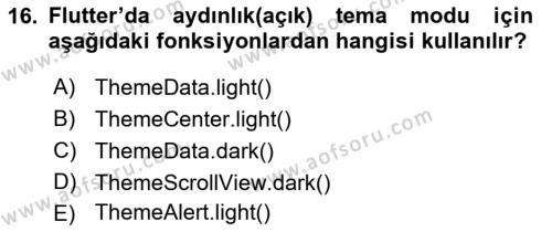 Mobil Uygulama Geliştirme Dersi 2022 - 2023 Yılı (Vize) Ara Sınavı 16. Soru