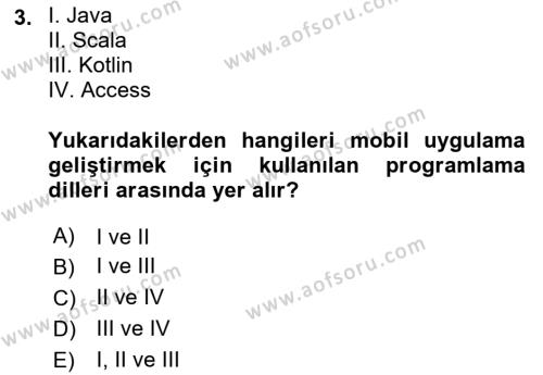 Mobil Uygulama Geliştirme Dersi 2022 - 2023 Yılı (Vize) Ara Sınavı 3. Soru