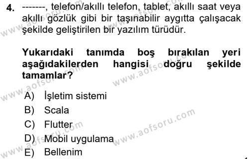 Mobil Uygulama Geliştirme Dersi 2022 - 2023 Yılı (Vize) Ara Sınavı 4. Soru