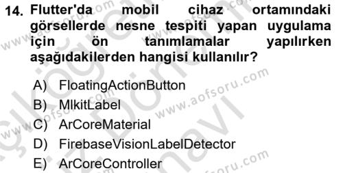 Mobil Uygulama Geliştirme Dersi 2022 - 2023 Yılı (Final) Dönem Sonu Sınavı 14. Soru