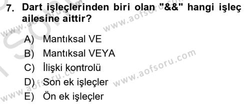 Mobil Uygulama Geliştirme Dersi 2022 - 2023 Yılı (Final) Dönem Sonu Sınavı 7. Soru