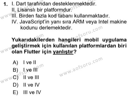 Mobil Uygulama Geliştirme Dersi 2023 - 2024 Yılı (Vize) Ara Sınavı 1. Soru