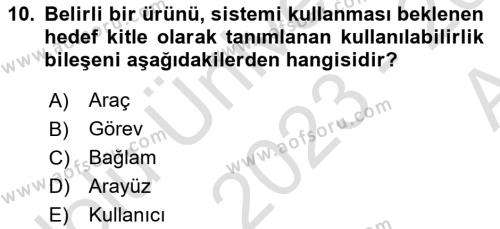 Mobil Uygulama Geliştirme Dersi 2023 - 2024 Yılı (Vize) Ara Sınavı 10. Soru