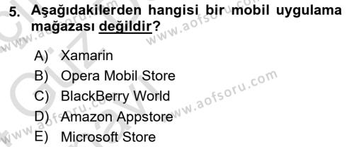 Mobil Uygulama Geliştirme Dersi 2023 - 2024 Yılı (Vize) Ara Sınavı 5. Soru