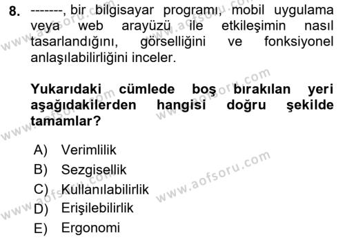 Mobil Uygulama Geliştirme Dersi 2023 - 2024 Yılı (Vize) Ara Sınavı 8. Soru