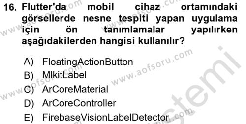 Mobil Uygulama Geliştirme Dersi 2023 - 2024 Yılı Yaz Okulu Sınavı 16. Soru