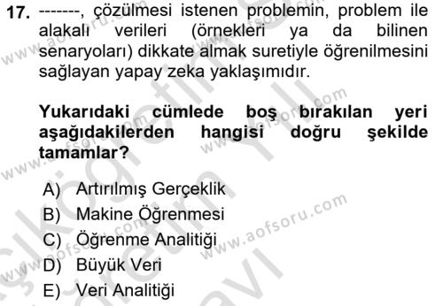 Mobil Uygulama Geliştirme Dersi 2023 - 2024 Yılı Yaz Okulu Sınavı 17. Soru