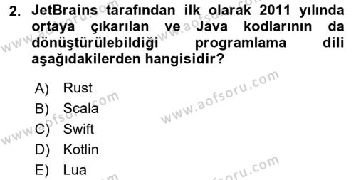 Mobil Uygulama Geliştirme Dersi 2023 - 2024 Yılı Yaz Okulu Sınavı 2. Soru