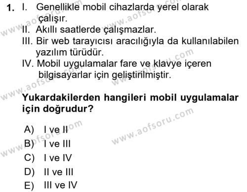 Mobil Uygulama Geliştirme Dersi 2024 - 2025 Yılı (Vize) Ara Sınavı 1. Soru