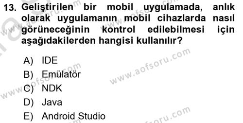 Mobil Uygulama Geliştirme Dersi 2024 - 2025 Yılı (Vize) Ara Sınavı 13. Soru