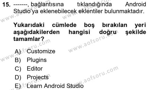 Mobil Uygulama Geliştirme Dersi 2024 - 2025 Yılı (Vize) Ara Sınavı 15. Soru